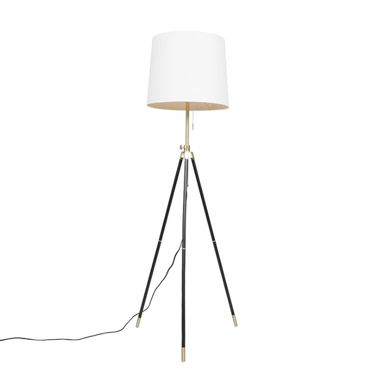 Tripod floor lamp black with cream shade adjustable 1 Tripod floor lamp black with cream shade adjustable