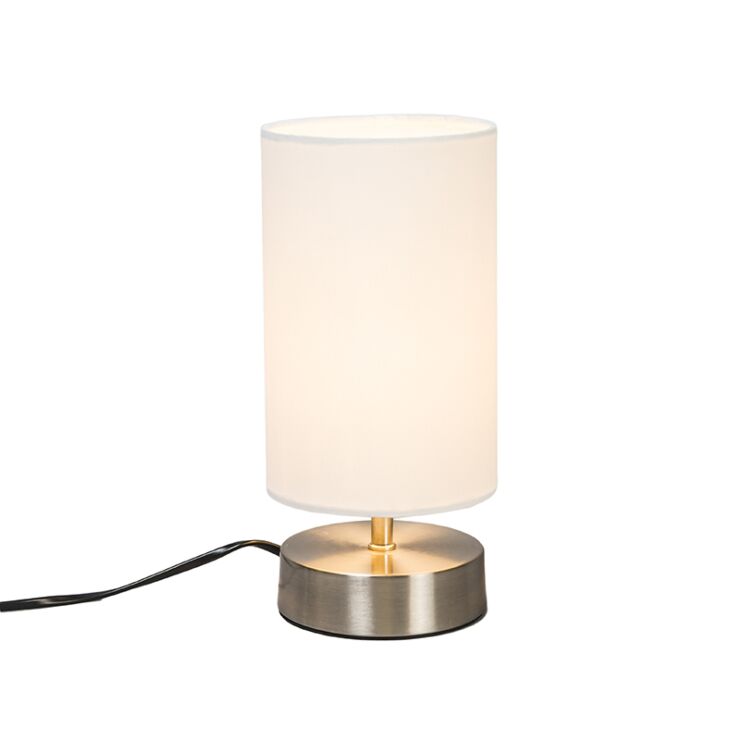 Modern white table lamp round 12 cm dimmable 1 Modern white table lamp round 12 cm dimmable