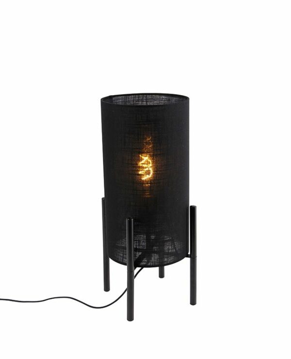 Design table lamp black linen shade black