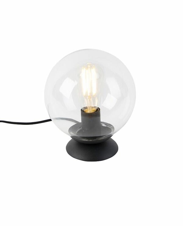Art Deco Table Lamp Black with Clear Shade
