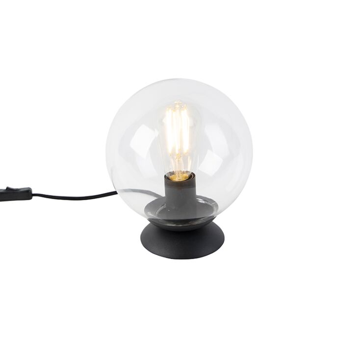 Art Deco Table Lamp Black with Clear Shade 1 Art Deco Table Lamp Black with Clear Shade
