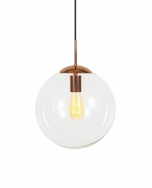 Art Deco hanging lamp copper with clear glass