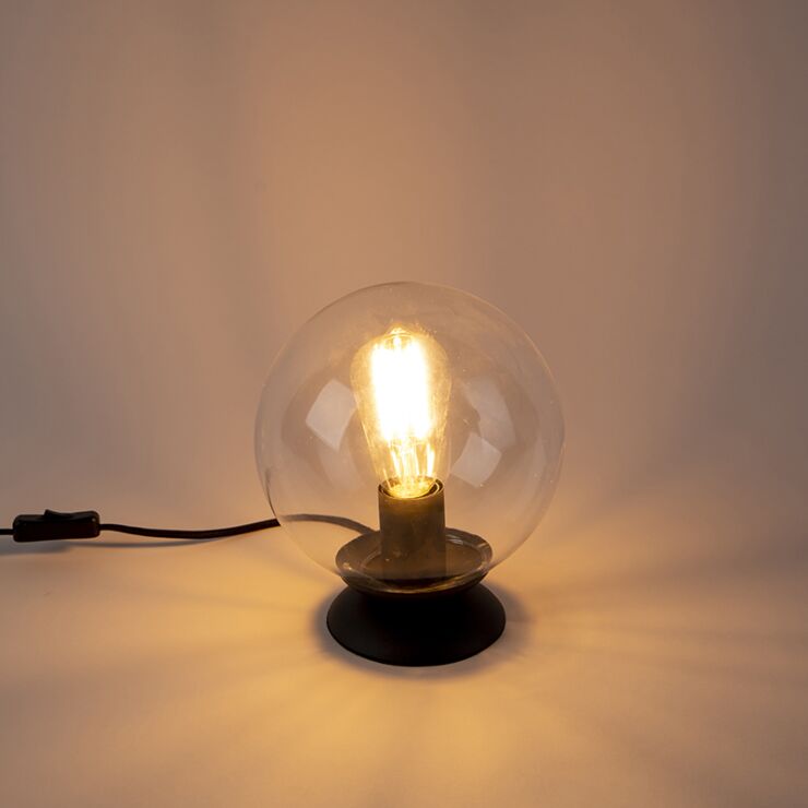 Art Deco Table Lamp Black with Clear Shade 3 Art Deco Table Lamp Black with Clear Shade - immagine 3