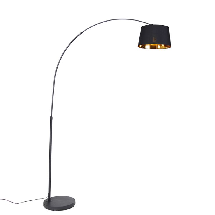 Modern arc lamp black with gold 1 Modern arc lamp black with gold