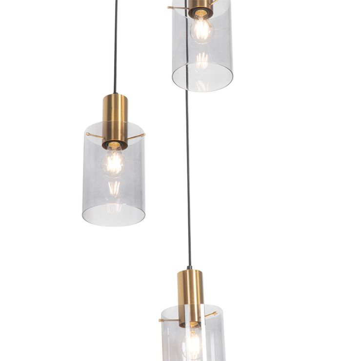Modern hanging lamp brass with smoke glass 2 Modern hanging lamp brass with smoke glass - immagine 2