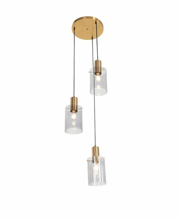 Modern hanging lamp brass with smoke glass