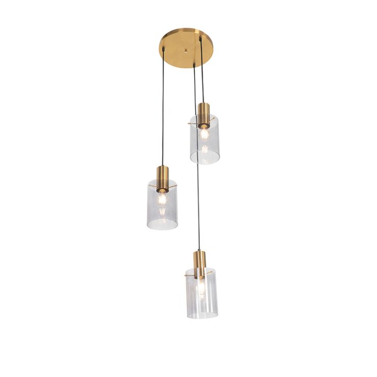 Modern hanging lamp brass with smoke glass 1 Modern hanging lamp brass with smoke glass